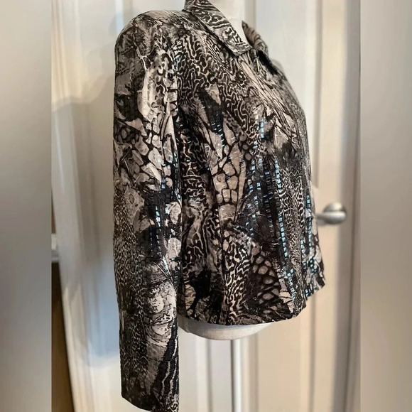 Jackets Galore By John Farah Snake Print Zip Jacket Size Small Women EUC - Picture 7 of 10